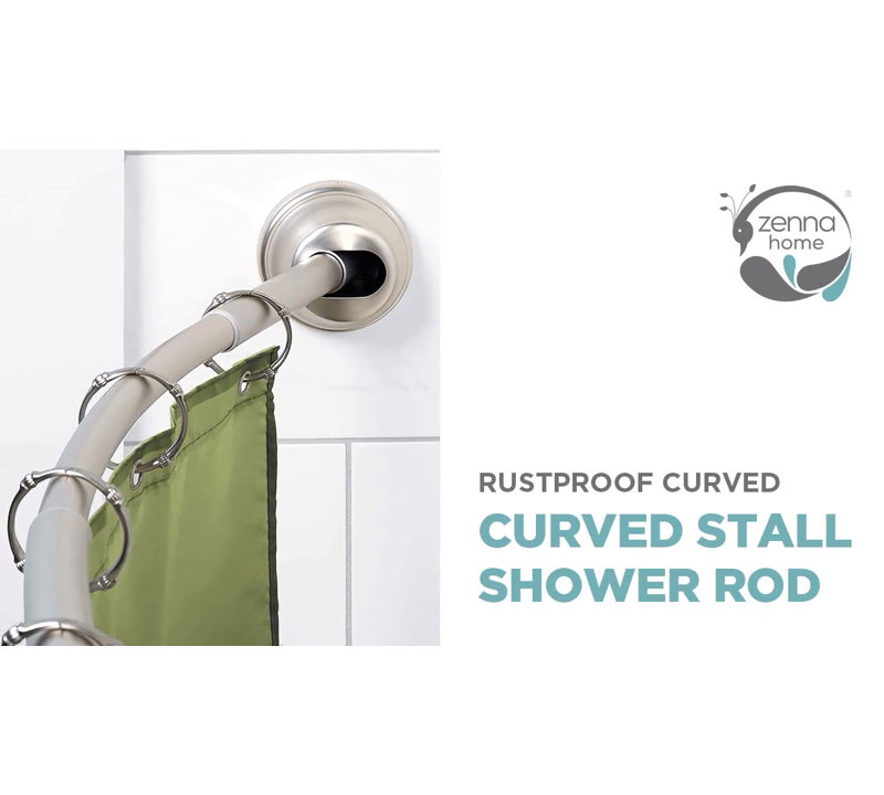 Adjustable Brushed Nickel Curved Shower Rod 32"-40"