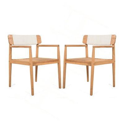 Table de salle à manger d'extérieur en bois d'acacia tressé avec accoudoirs Creative