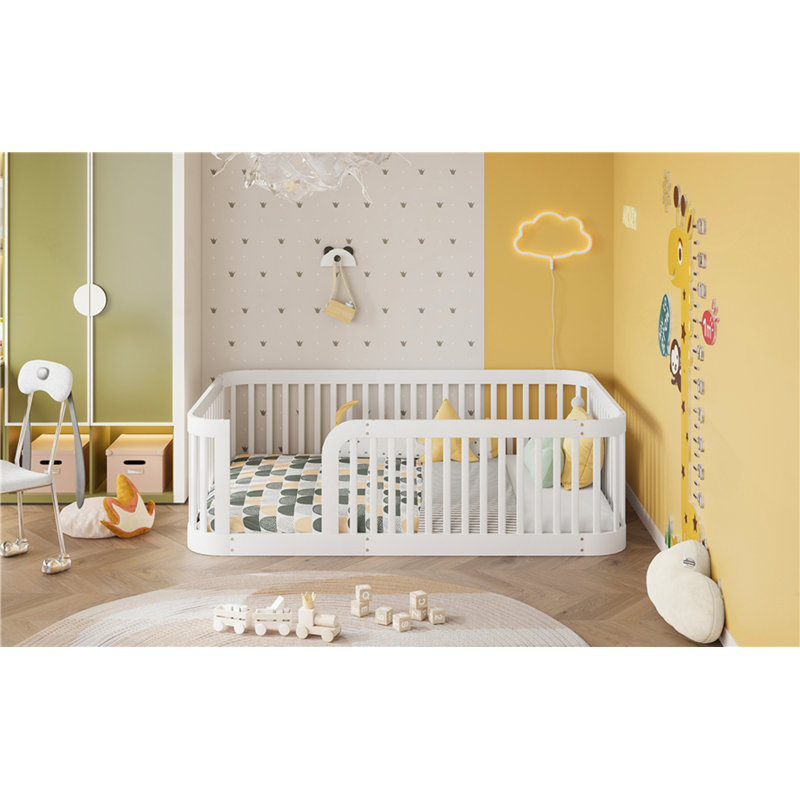 Structure de lit double en bois, Blanc, Double
