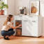 Buffet avec tiroir et tablettes réglables, blanc-750916980
