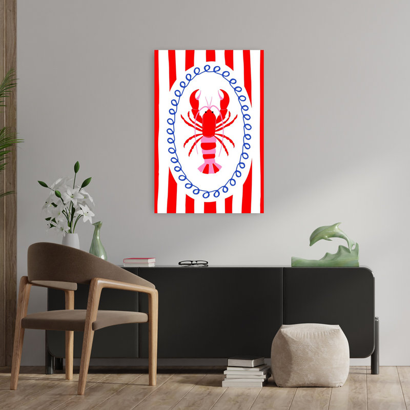 Art mural Bold Lobster Striped, H 36 po x l 24 po