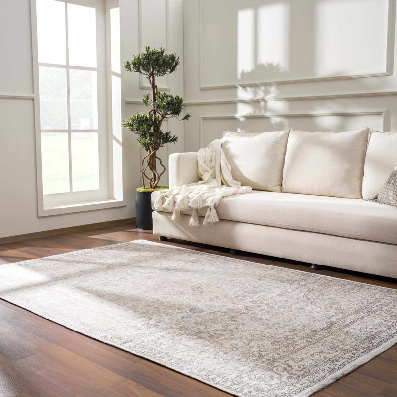 Tapis beige / gris Jaelyne, Tapis de couloir 2 pi 7 po x 12 pi