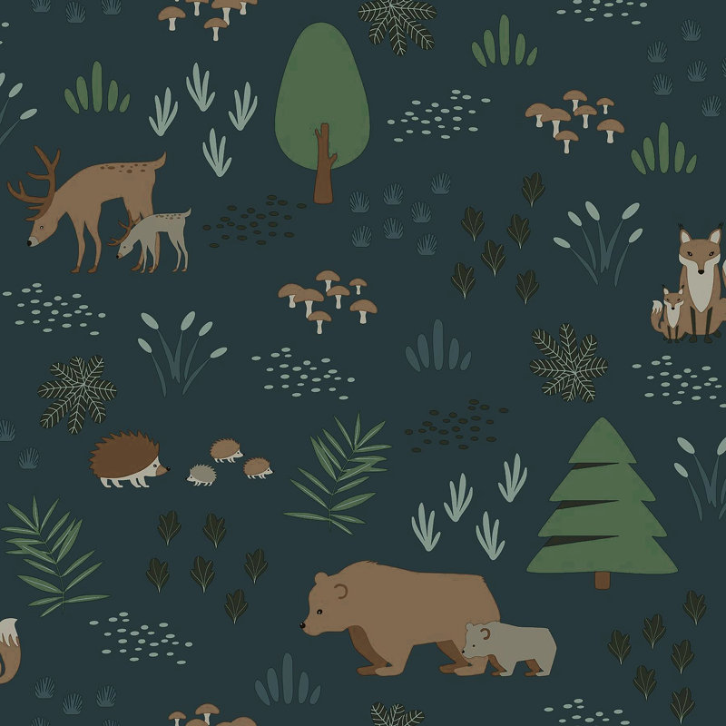 Rouleau de papier peint L 33 pi x l 20,9 po Bima Finola Bears, Bleu foncé
