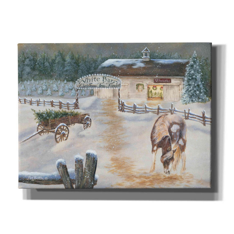 «White Barn Tree Farm» par Pam Britton, art mural sur toile, H 12 po x l 16 po x P 0,75 po