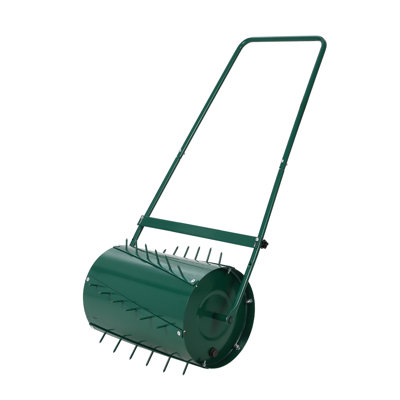 23" 2-in-1 Lawn Roller & Aerator, 13 Gallon Water/Sand Fillable Heavy-Duty Steel Yard Roller with U-Handle, Push/Tow-Behind Grass Care Tool for Garden & Lawn Leveling
