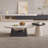 Oval rock panel coffee table living room-104571098