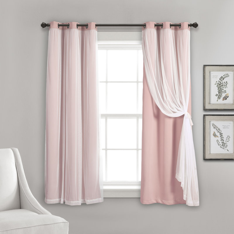Blackout Curtain Pair, 38" W x 45" L, Pink