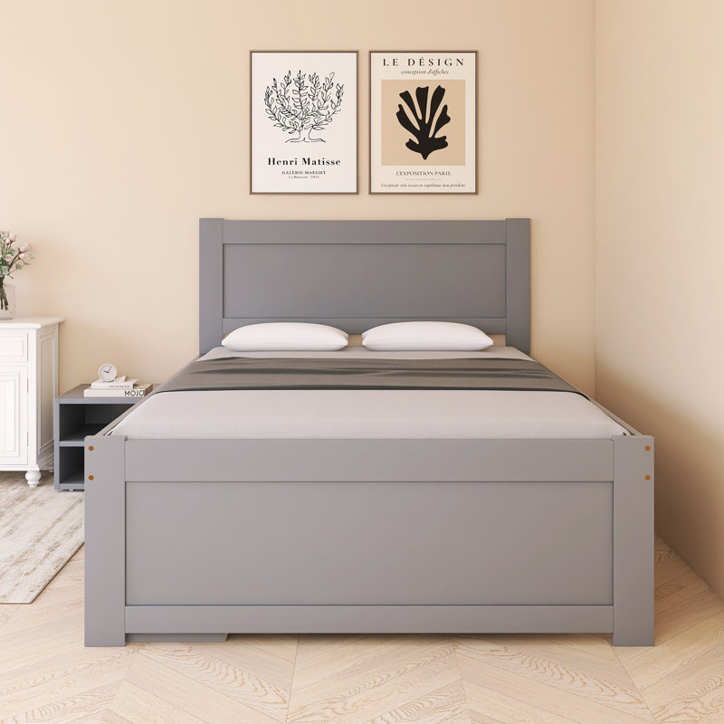 Structure de lit simple 76,80 "X 41,30" avec tiroir et deux tablettes, gris