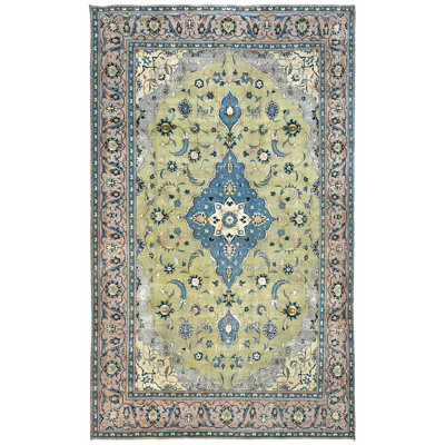 One-of-a-Kind Rectangle 8'2" x 13'2" Area Rug in Cream/Green