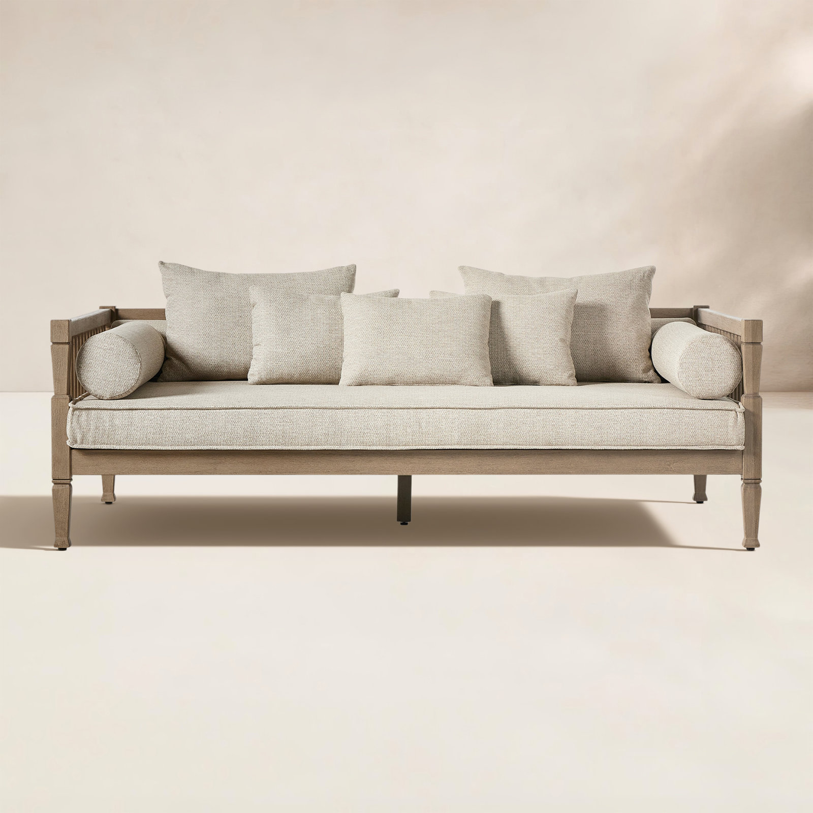 86'' Wide Teak Patio Sofa with Cushions