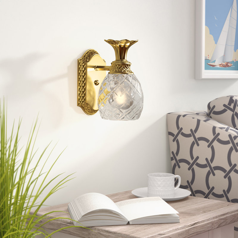 Plantation 1-Light Pineapple Accent Wall Sconce, Burnished Brass