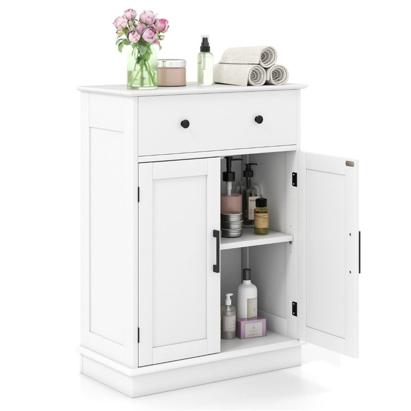 Freestanding Bathroom Cabinet, White/Black