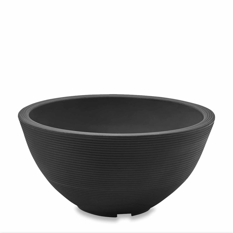 Pot à fleurs en résine Delano, Noir caviar, H 8 po x l 16 po x p 16 po