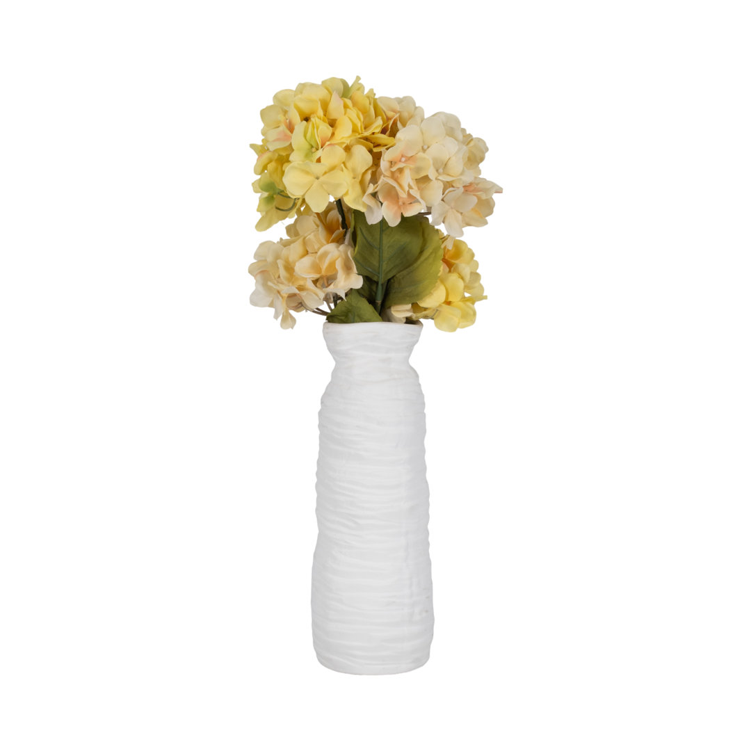 19" Horizontal Ribbed Matte Vase, Ivory, Cylinder, 19"H, Ribbed Ivy Bronx