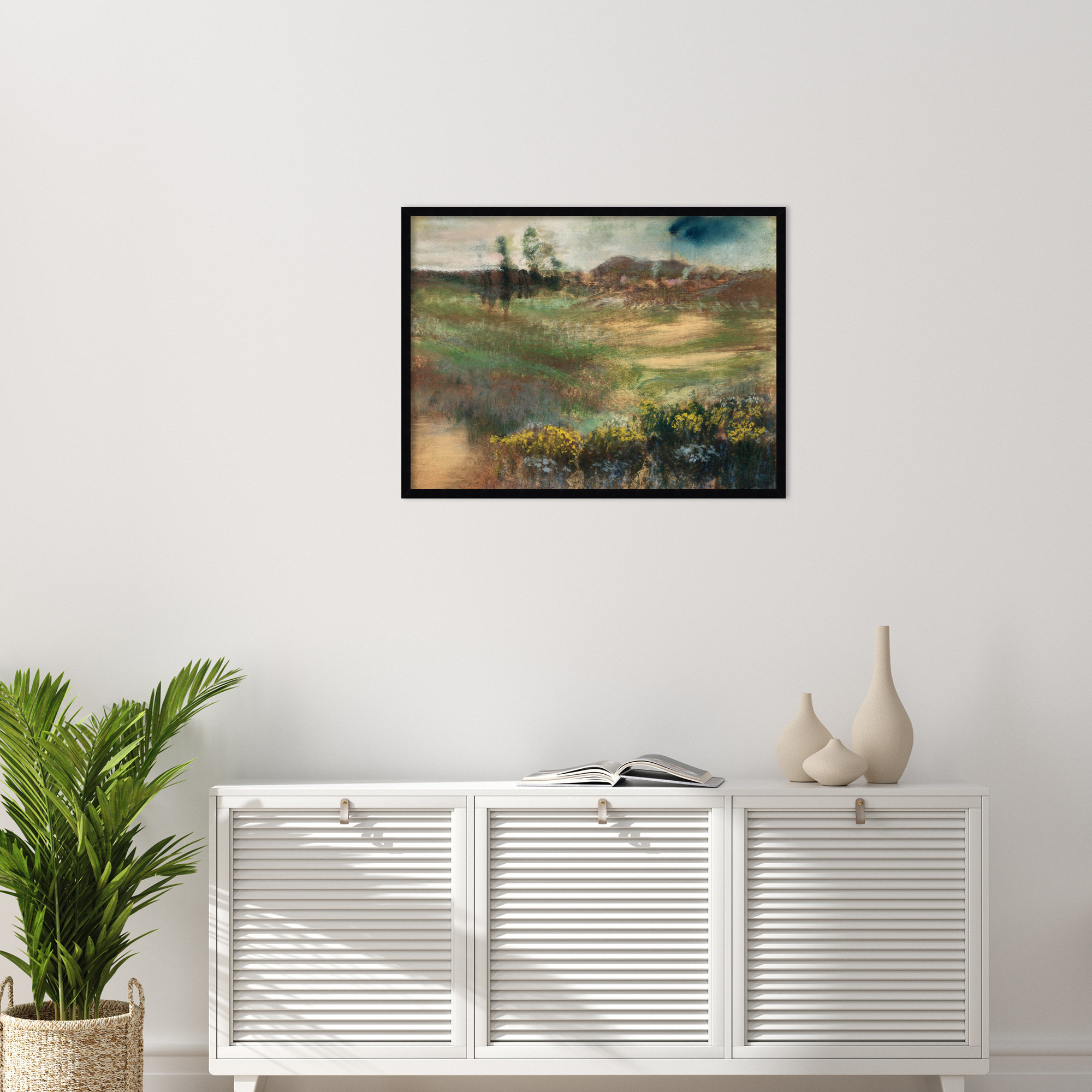 Edgar Degas's Landscape With Smokestacks 1890 by The Art Institute Of Chicago, Black Framed, 25" H x 33" W