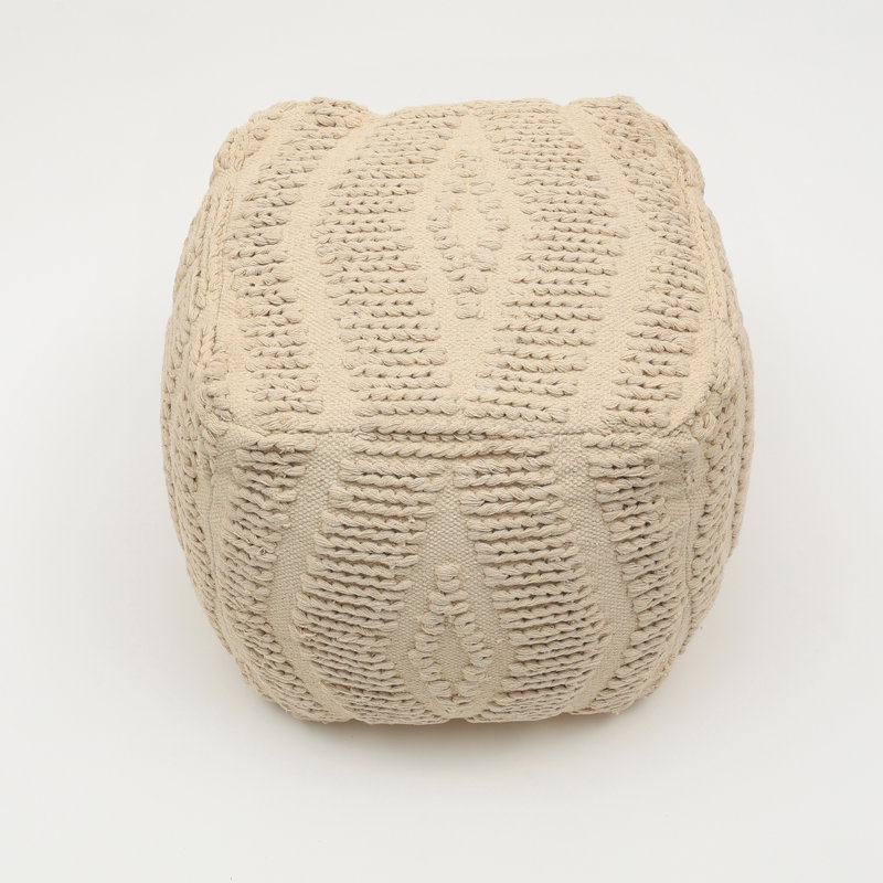 Pouf géométrique tissé à la main 18 po x 18 po - Pouf décoratif pour le salon, la chambre à coucher et la maison