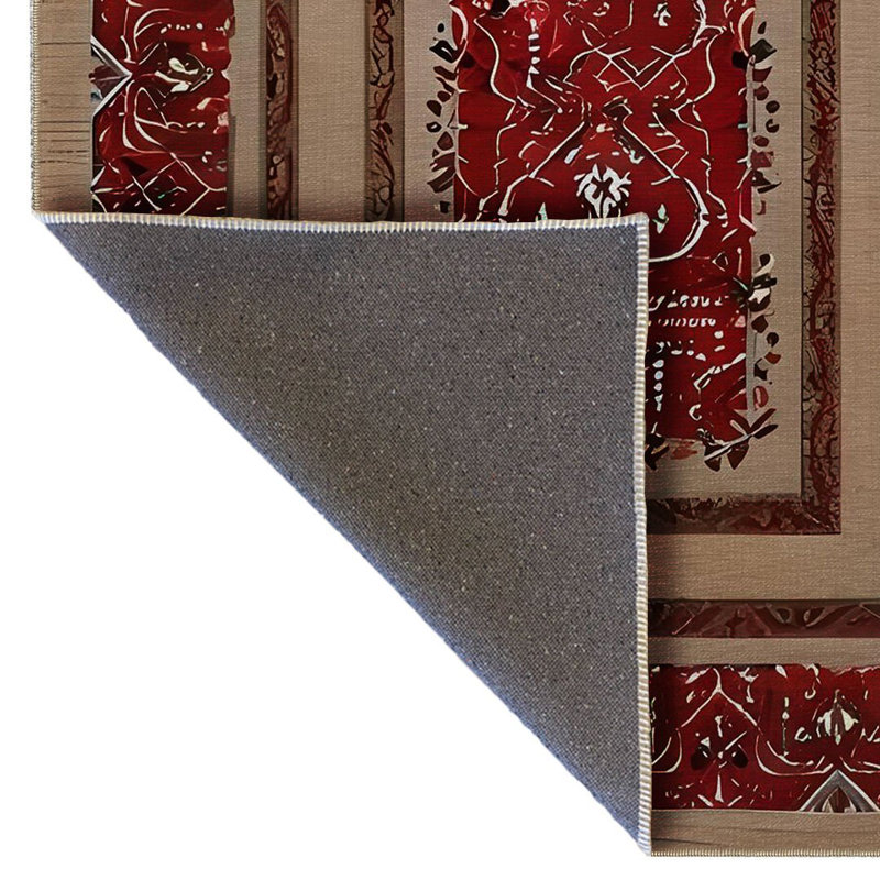 Tapis décoratif rouge et beige, Rectangle 4 pi 11,06 po x 9 pi 10,11 po