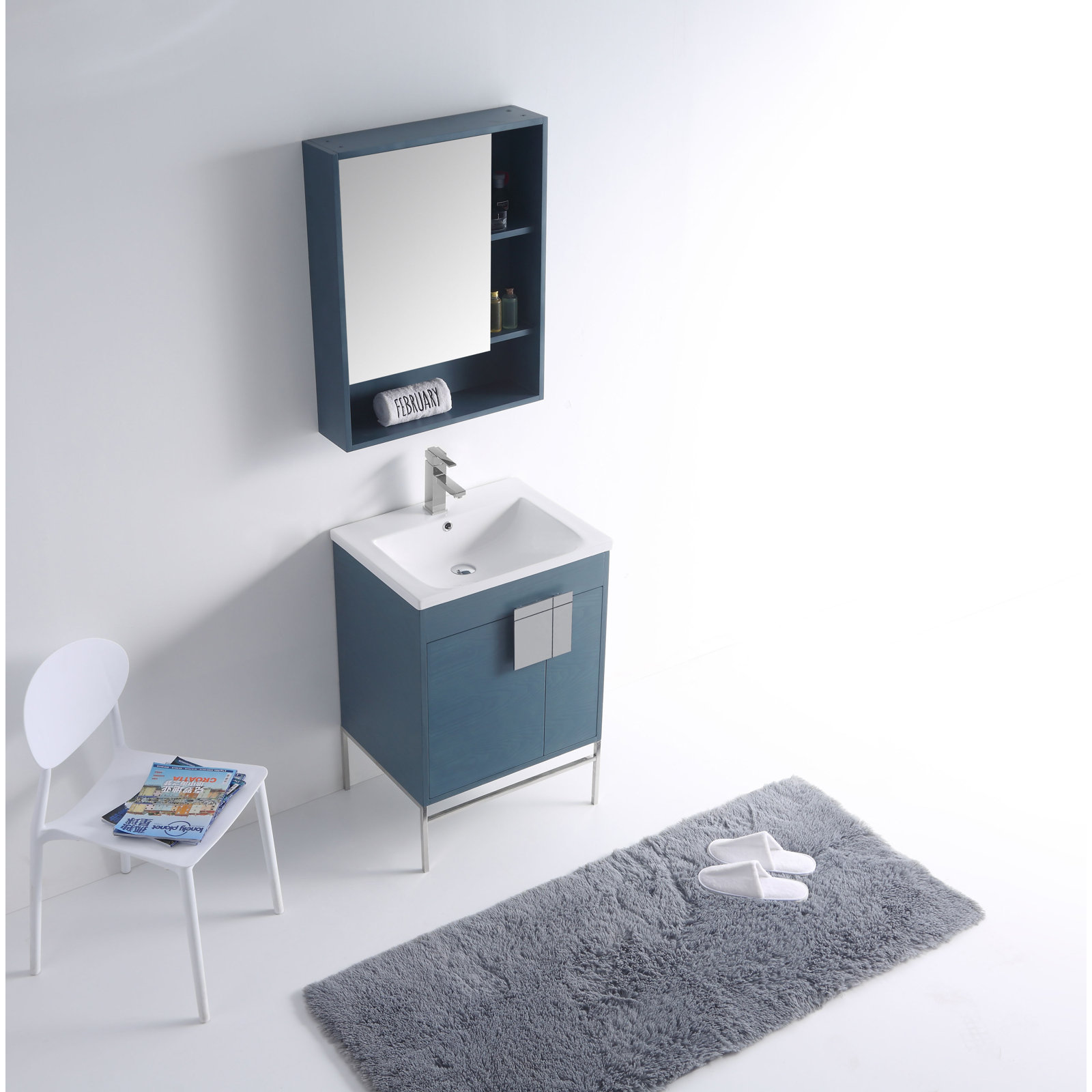 Maisie 24'' Single Bathroom Vanity, Polished Chrome, French Blue