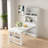 Buffet With Hutch And Foldable Dining Table, Storage Shelves, Side Hooks And A Cabinet With Sliding Doors