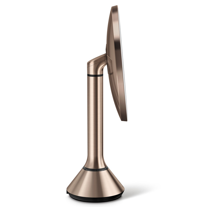 simplehuman 8" Round Sensor Makeup Mirror with Touch-Control Brightness, 5X Magnification, Cordless, Rose Gold