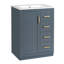 Meuble-lavabo bleu 24 po avec lavabo intégré en céramique, 3 tiroirs et 1 porte pour les petites et moyennes salles de bain-992234145