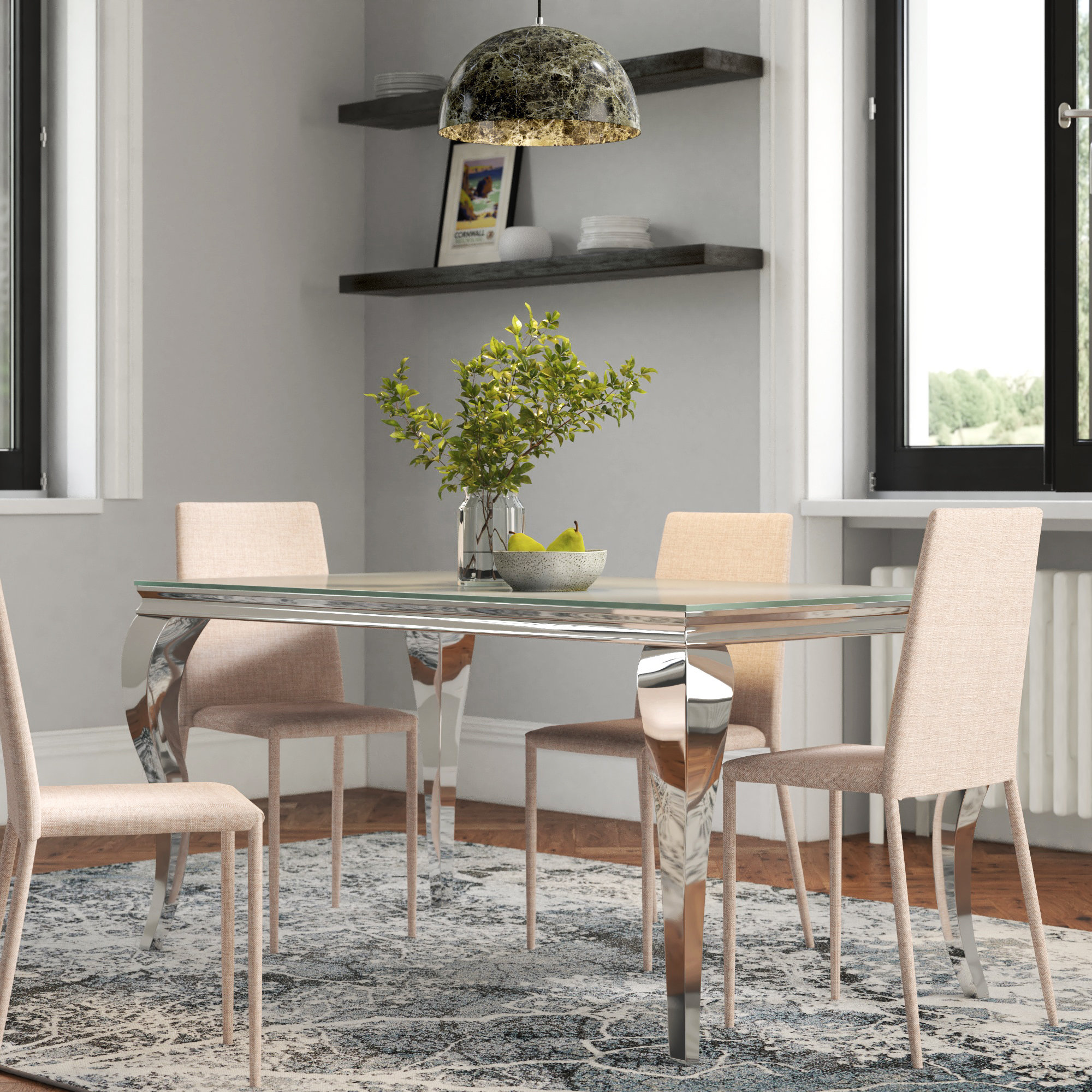 Fairmont Park Addyston Glass Top Metal Base Dining Table & Reviews ...