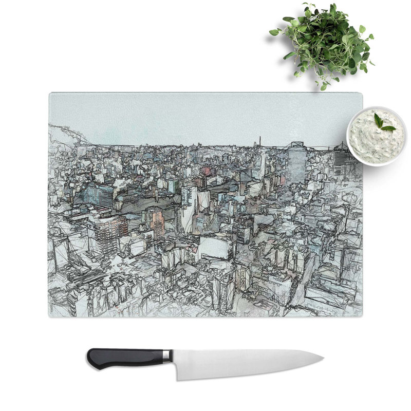 Tempered Glass Buenos Aires Skyline in Argentina Chopping Board, 28.5 cm W x 20 cm L