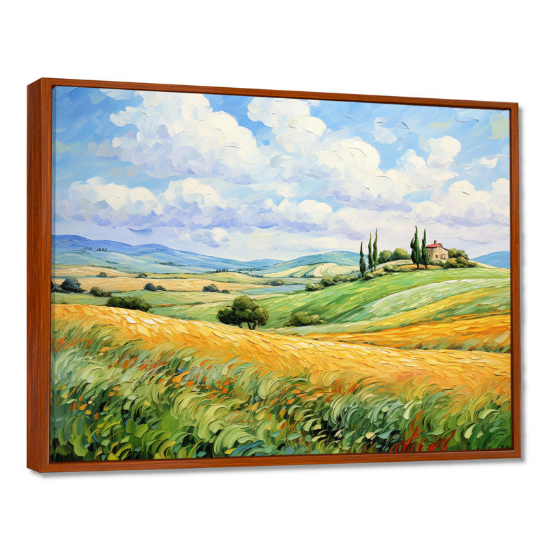 Van Gogh, reproduction d'art sur toile, "Rolling Hills I", H 24 po x l 32 po x P 1 po, Cadre flottant brun