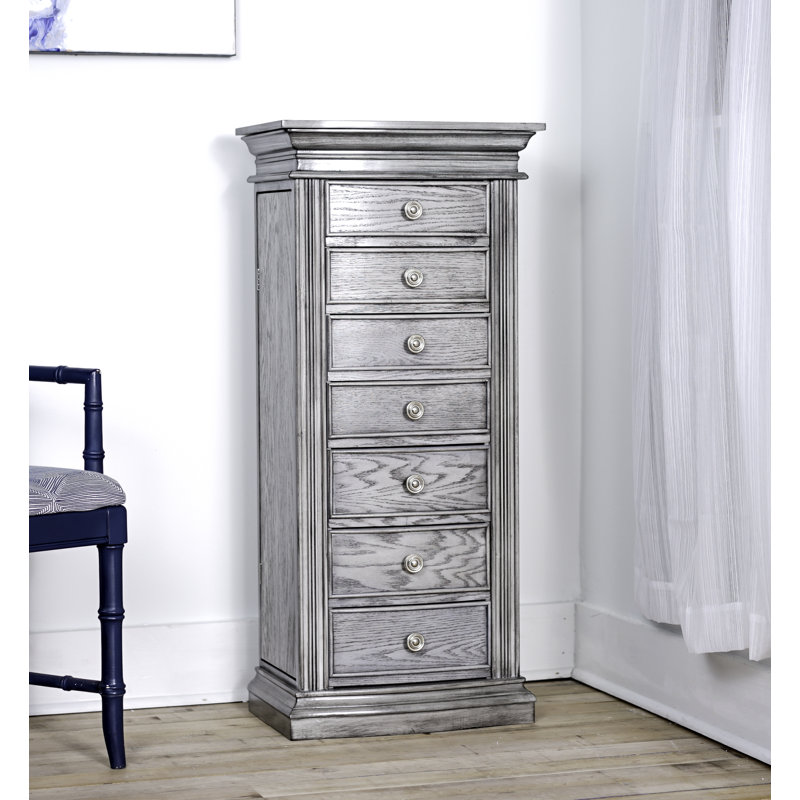 Armoire pour bijoux avec miroir Aitkin, Gris fumée