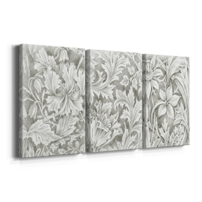 Floral Pattern Sketch I  -Custom Wrapped Gallery Canvas - 3 Pieces