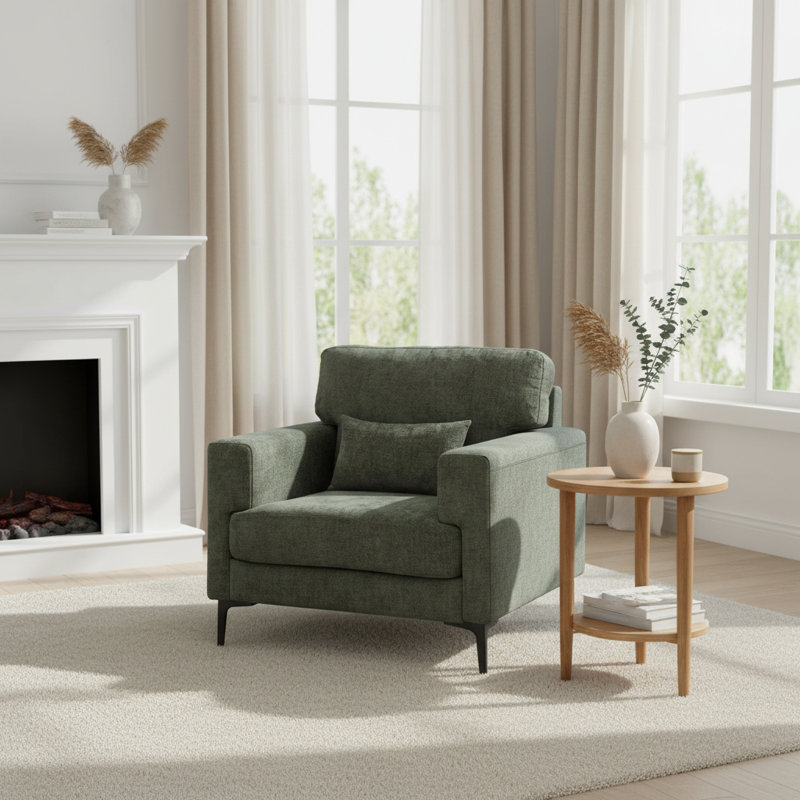 Oversized Accent Chair With Metal Legs,comfy Armchair And A Half, 1, Green