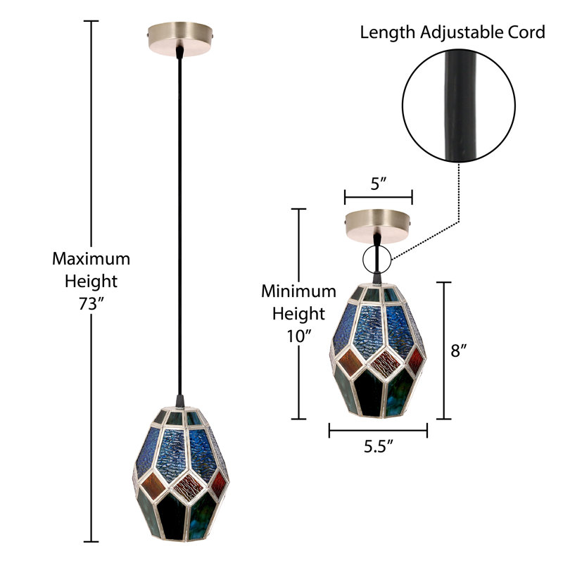 5.5"W Bouvier Metal And Glass Pendant