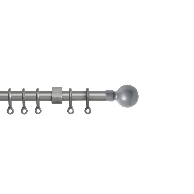 Olya Adjustable Single Curtain Pole, 4.5cm H x 280cm W x 7cm D, Silver