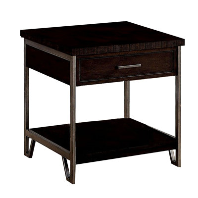 Solid Wood Top End Table with Storage