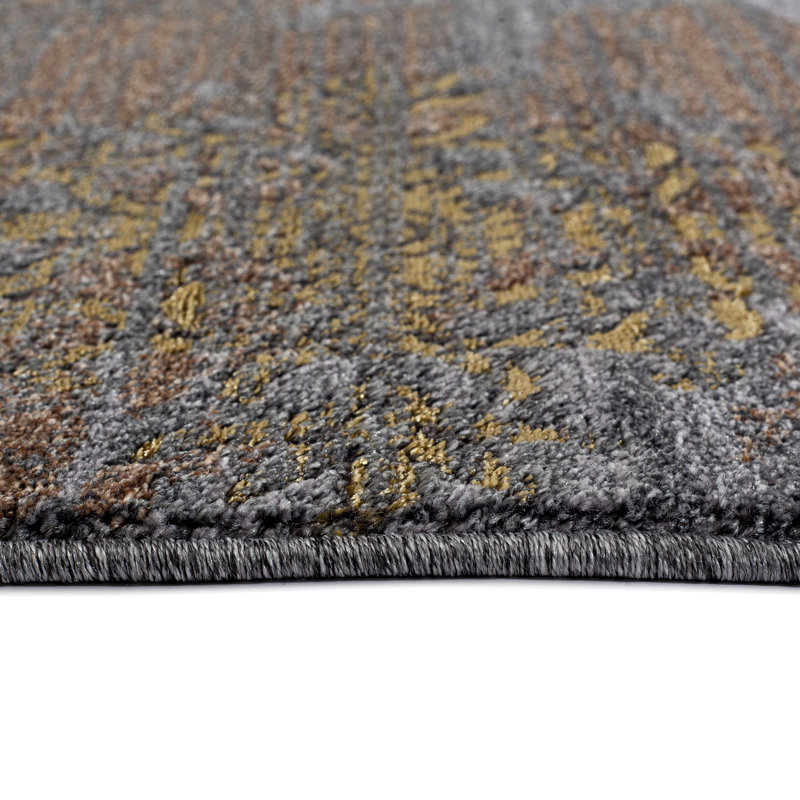 Tapis intérieur / extérieur à motif floral gris Thornton, Rectangle 8 pi x 10 pi