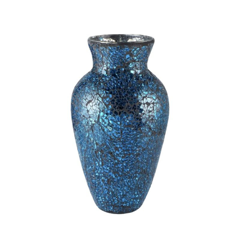 HANDCRAFTED CRACKED DECORATIVE GLASS VASE