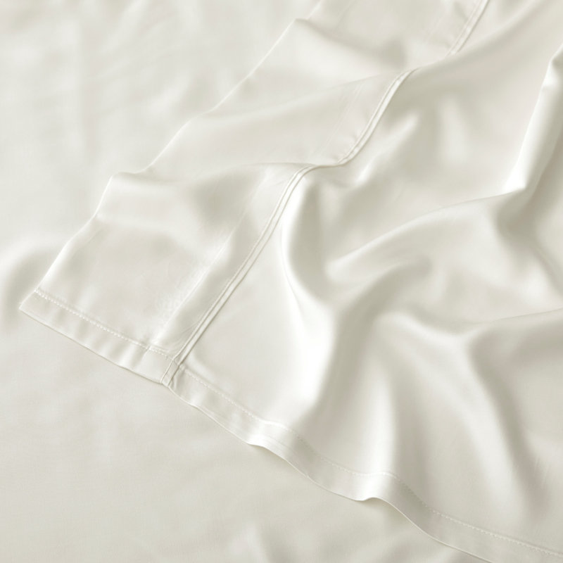 Ensemble de draps 400 Rayon, Blanc, Ensemble de draps pour lit double avec deux taies