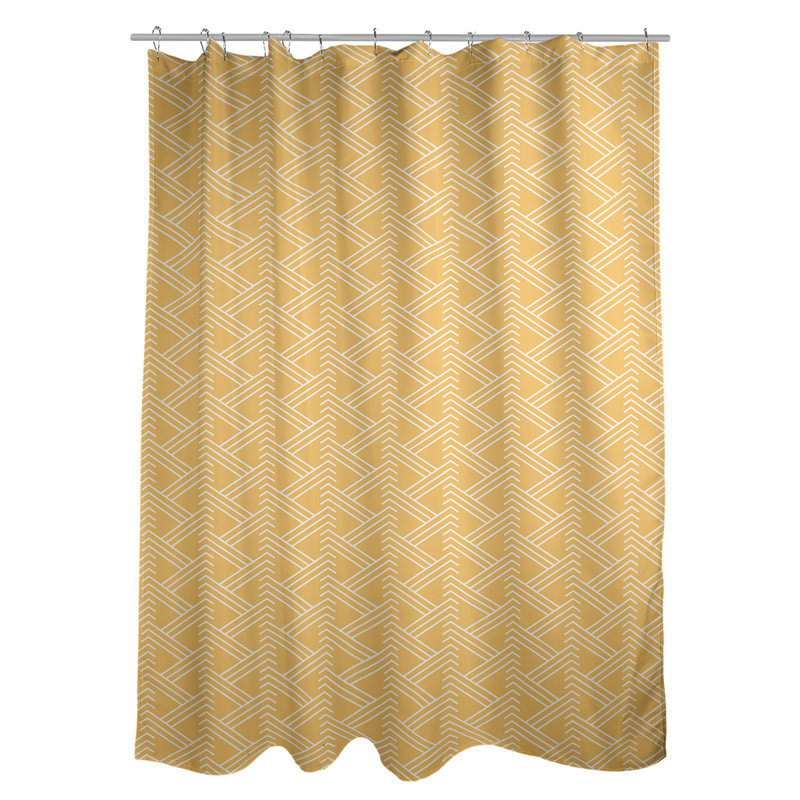 Rideau de douche simple Classic Zig Zag, Jaune / Blanc
