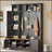 Versatile 3-in-1 Hall Tree with 6 Hooks, Farmhouse Walnut Storage Bench, and Adjustable Shelves for Modern Entryways-1475886326