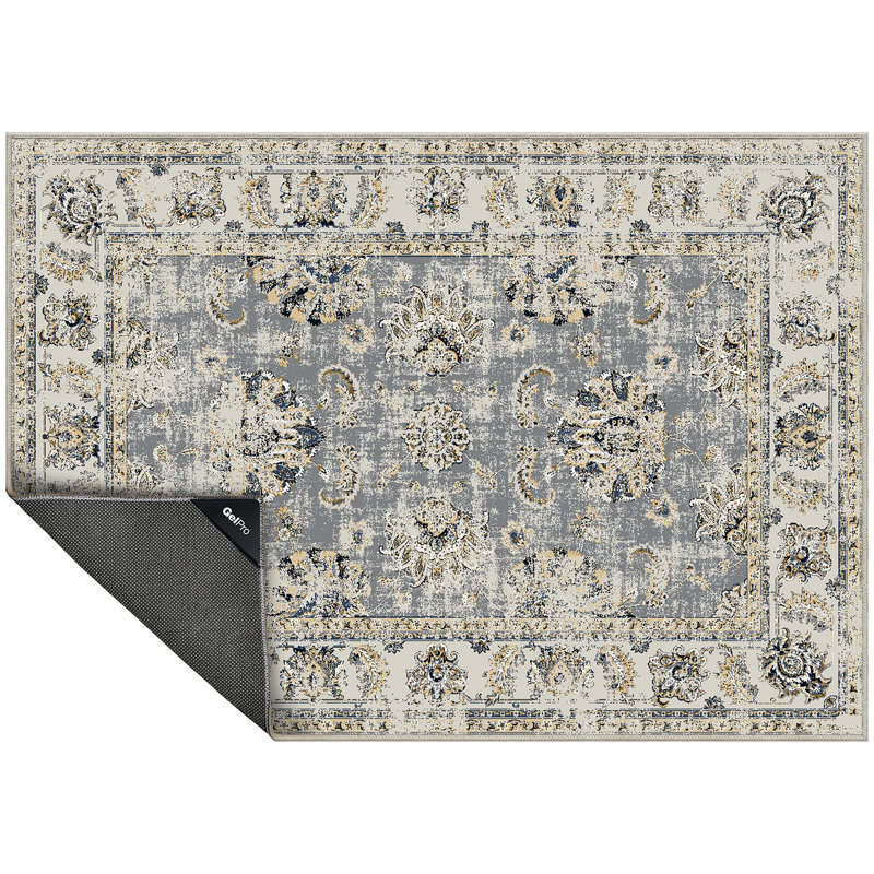 Tapis gris en polyester tissé à la machine, Rectangle 2 pi x 2 pi 10 po