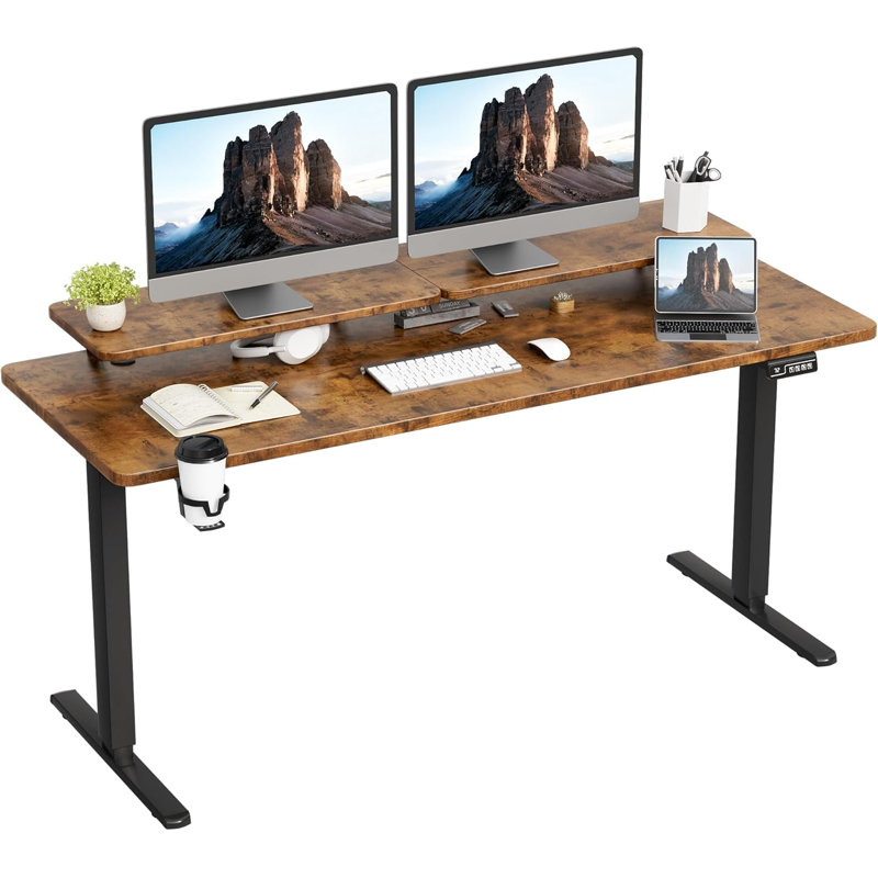 Bureau électrique debout, bureau à hauteur réglable avec support pour écran, bureau d'ordinateur pour bureau personnel