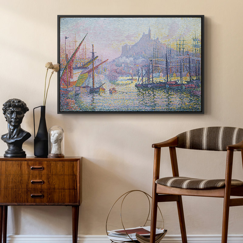 Le port de Marseille, 1905 - Paul Signac, toile tendue avec châssis, 24 po x 36 po, Noir