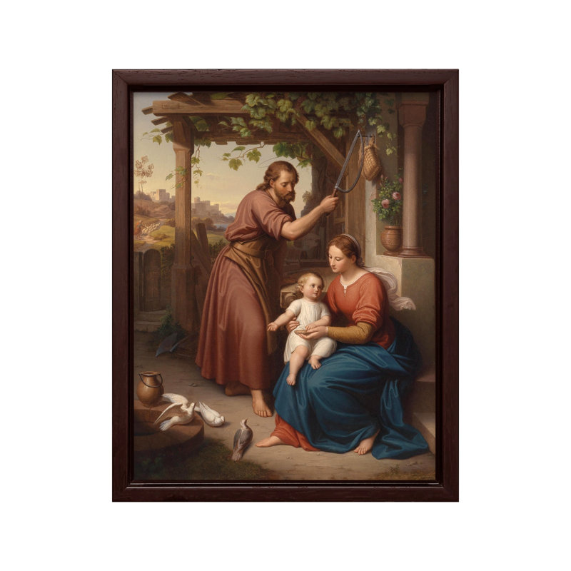 Sainte Famille, Canevas, Encadrement brun, H 11 po x l 14 po