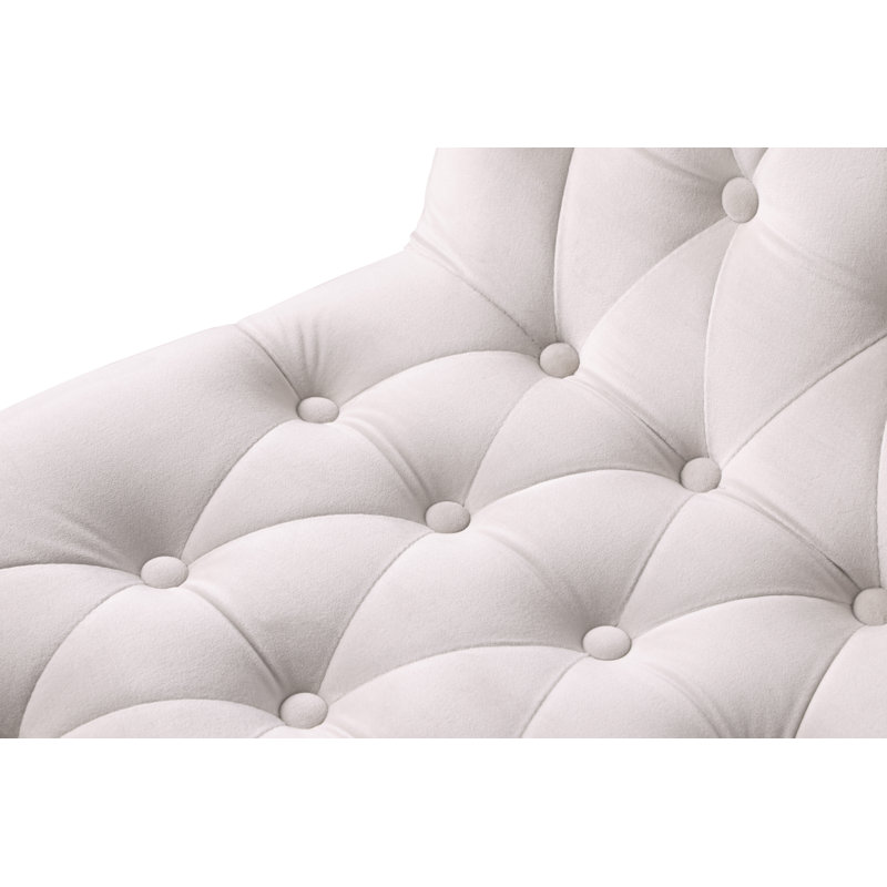 Chaise d'appoint rembourrée en velours capitonné Desroches, Velours crème