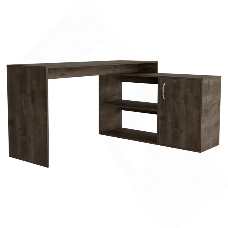 Bureau en L Desti, bureau, brun foncé