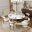 Table de salle à manger moderne en pierre frittée moderne avec base piédestal, pré-assemblé-429758113-429081283