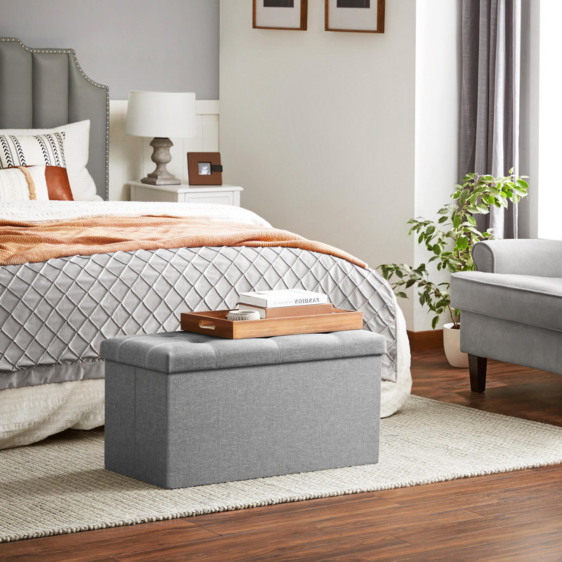 Ottoman Storage Bench, Light Gray