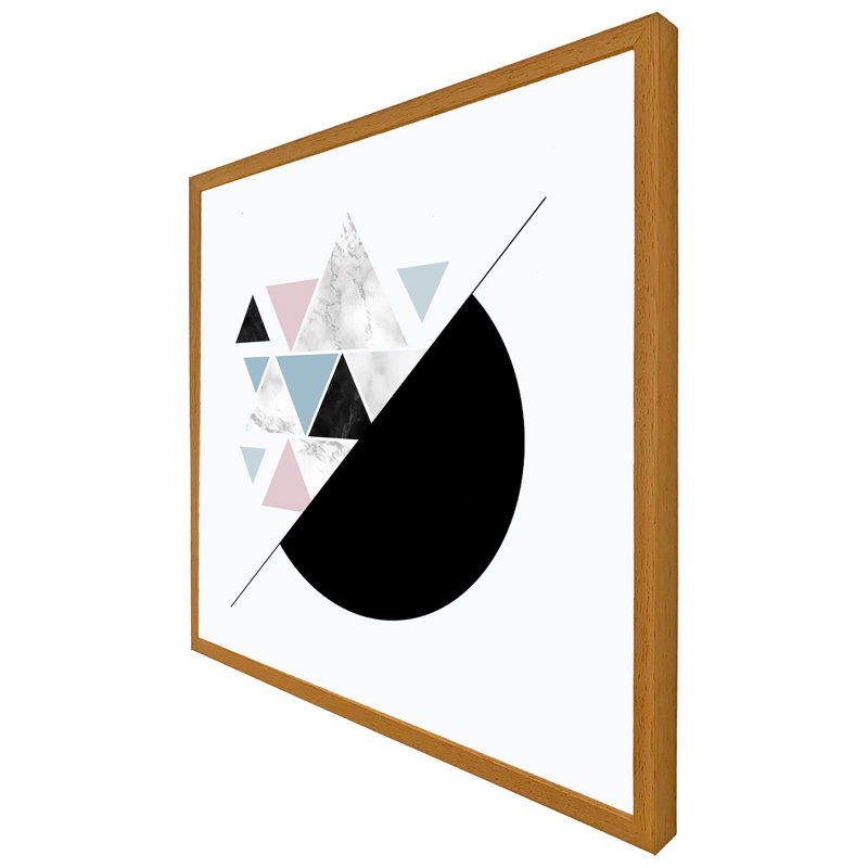 Foote Triangles & Semi Circle Pattern - Single Picture Frame Print, 31cm H x 31cm W x 4cm D, Brown Framed