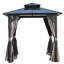 Pavillon de jardin extérieur pour barbecue 8 x 8 pi, toit rigide avec toit en polycarbonate résistant aux rayons UV et crochets de rangement pour patio, pelouse et jardin