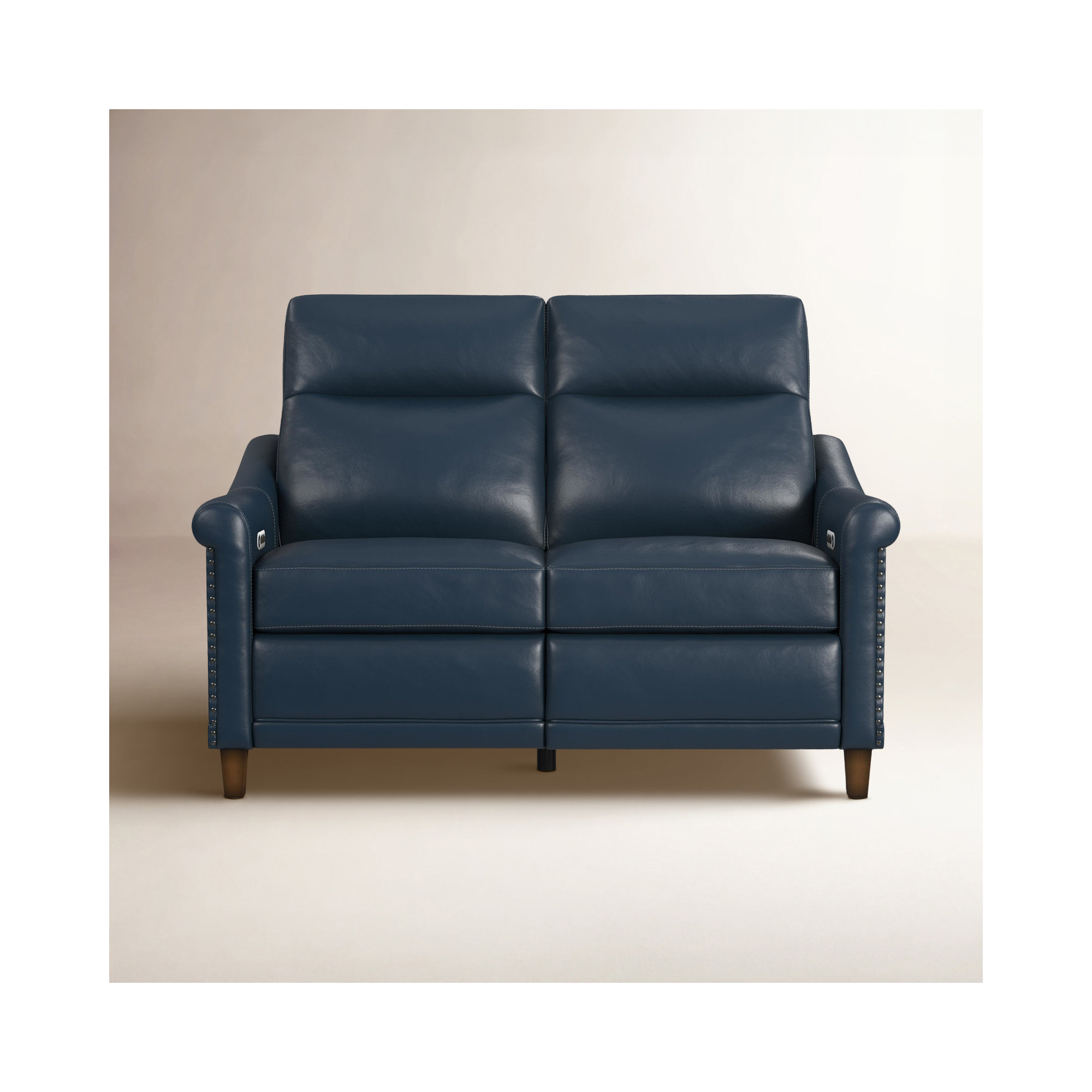 Elizabeth 58'' Upholstered Loveseat, Blue Genuine Leather